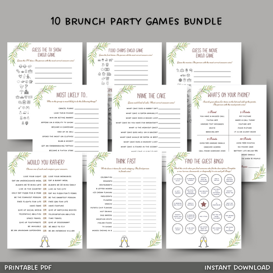Brunch Party Games Printable, Adult Icebreaker Ideas