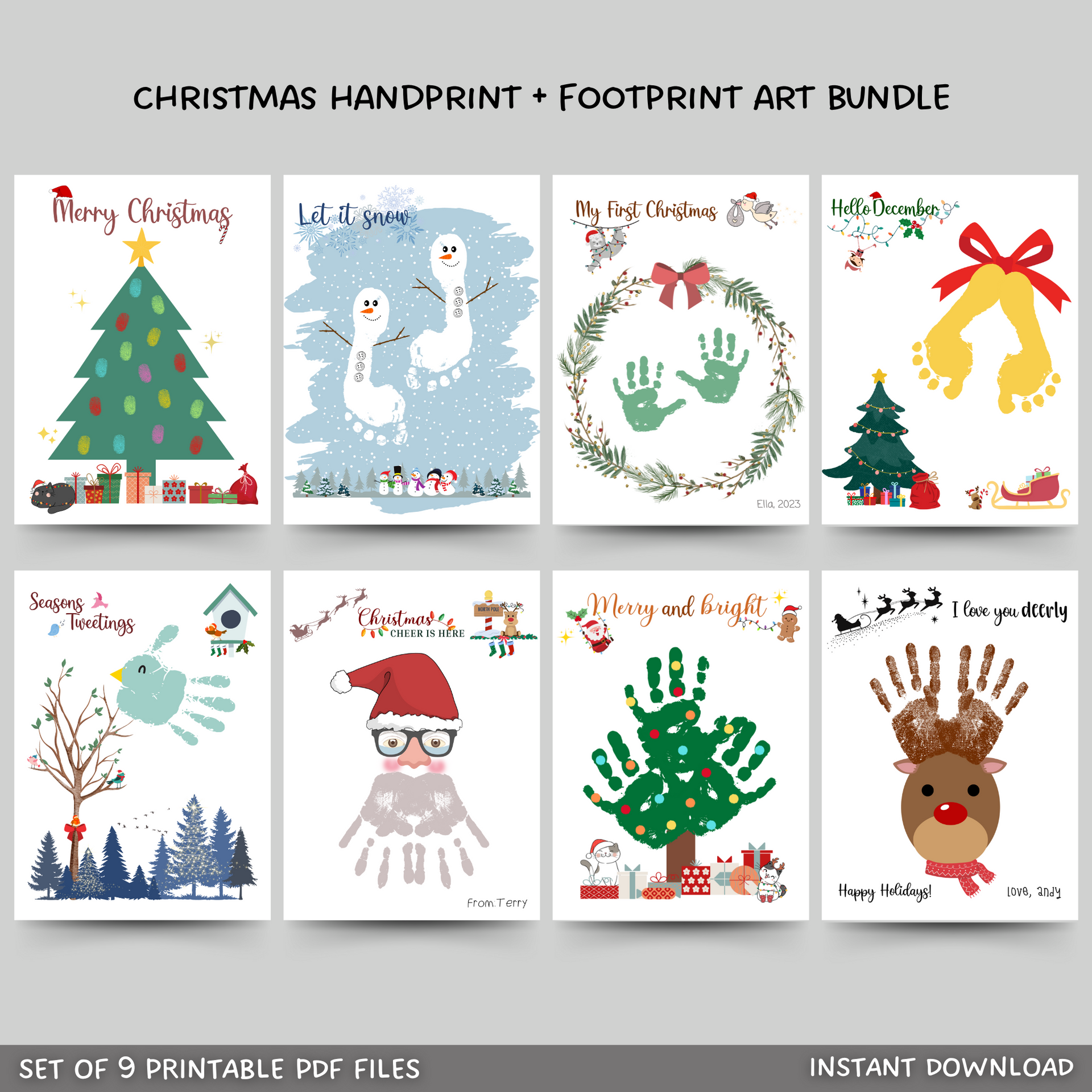 Christmas Handprint Footprint Art & Crafts Printable For Baby, Toddler – Scribbled LLC for Free Printable Christmas Handprint Art