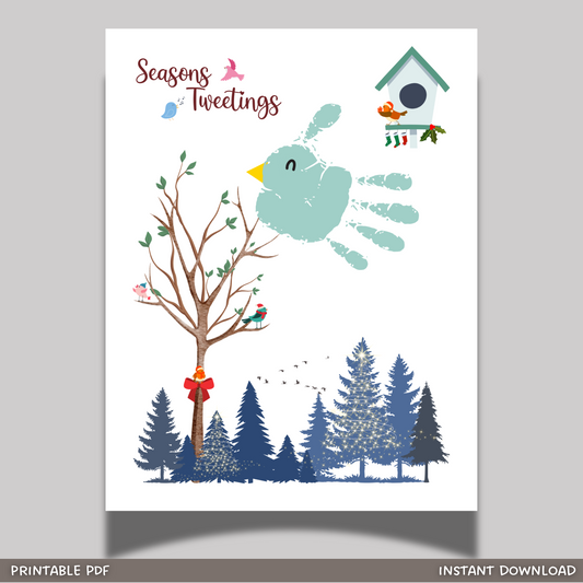 Christmas Handprint Footprint Craft Printable, DIY Holiday Art Activity