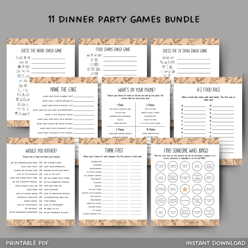 Dinner Party Games Printable, Icebreaker Questions, Adult Party Fun Co ...