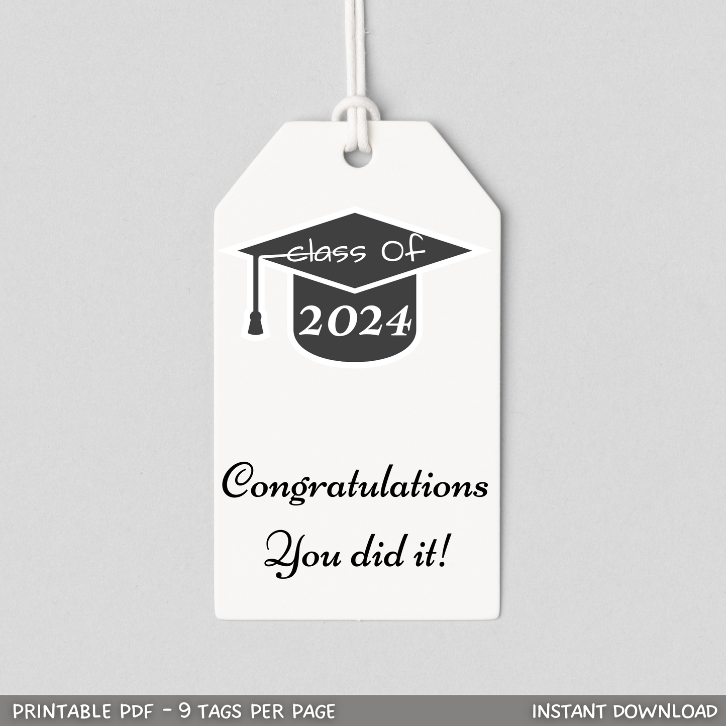Graduation Gift Tags Printable, 2024 Congrats Grad Tags