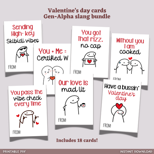 Funny Slang Valentines Day Cards Printable Quirky Humor Classroom