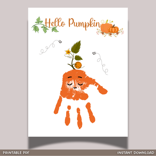 Thanksgiving Handprint Crafts, Preschool Pumpkin Autumn Art Project for Kids Toddler Kindergarten Baby School Activity