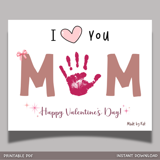 Valentines Day Handprint Holiday Crafts Printable Gift Cute DIY Mom Art