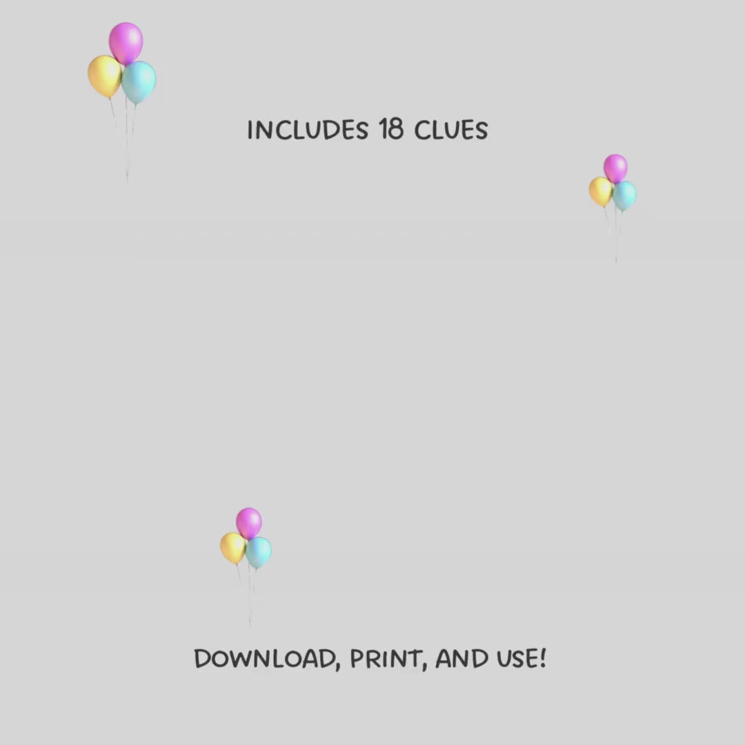 Outdoor Birthday Treasure Hunt For Kids, Birthday Scavenger Hunt Clues, Birthday Printable Games, Outdoor Birthday Games, Instant Download