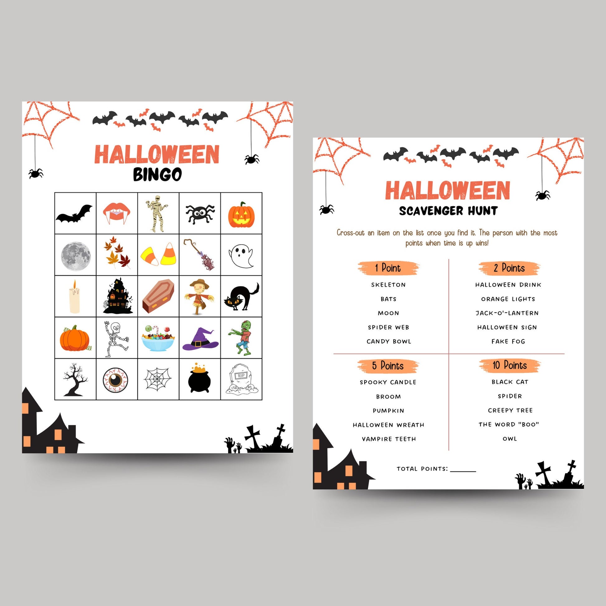 Halloween Games Bundle Kids Printable, Halloween Party Games, Scavenger Hunt, Candy Dice Game, Bingo, Word Search, Word Scramble