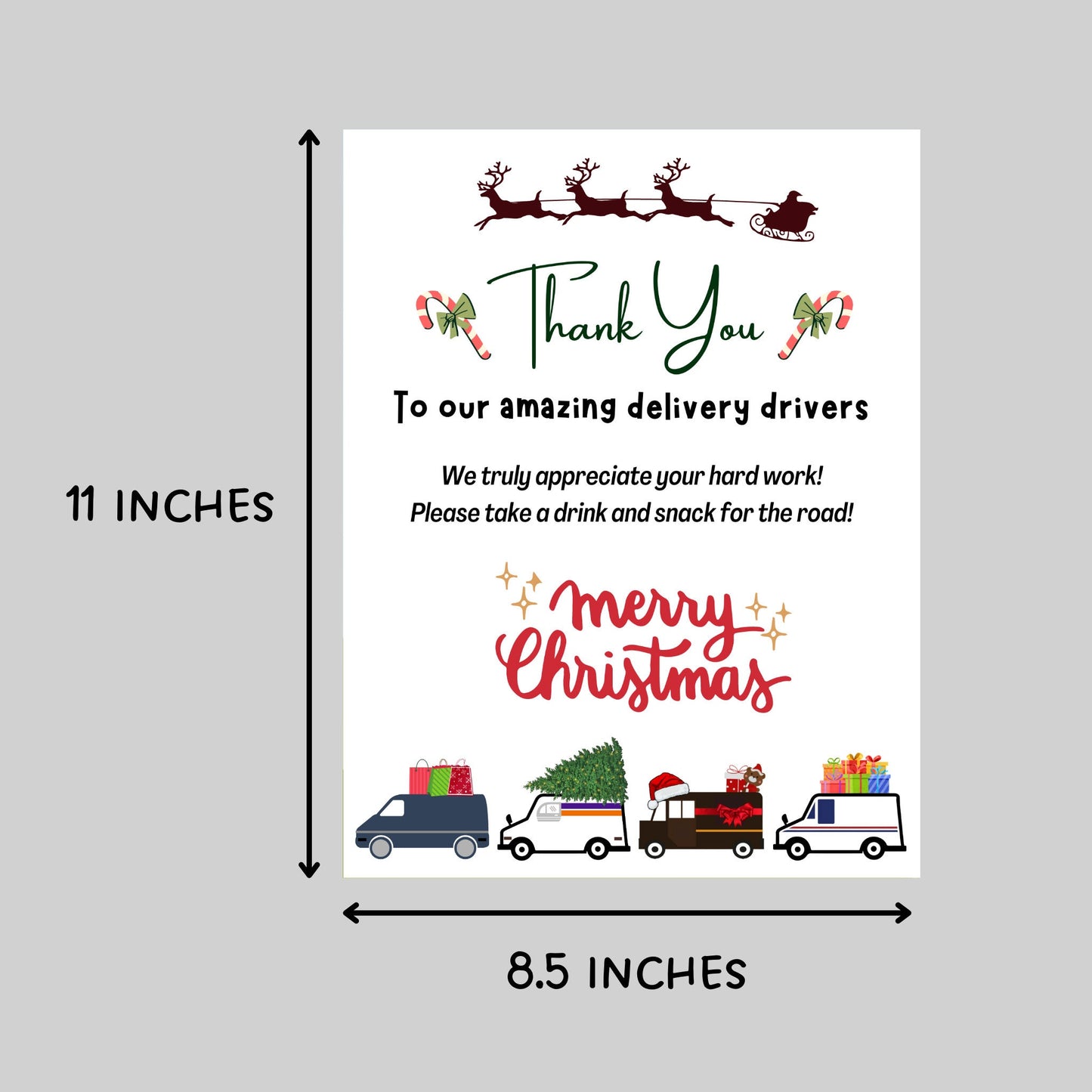 Delivery Driver Thank You Snack & Drink Sign, Christmas Delivery Driver Appreciation Sign, Mail Carrier Treat Basket Printable Sign