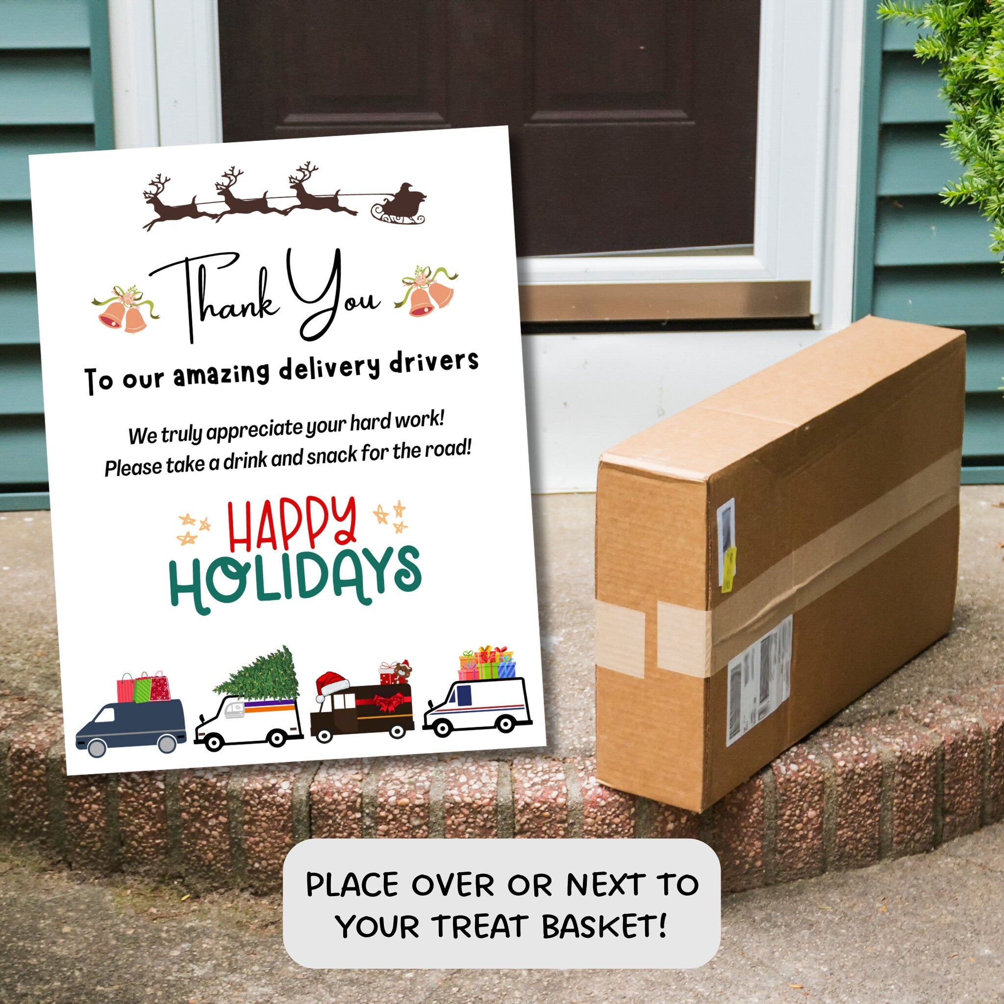 christmas mail carrier treat basket printable sign, thank you