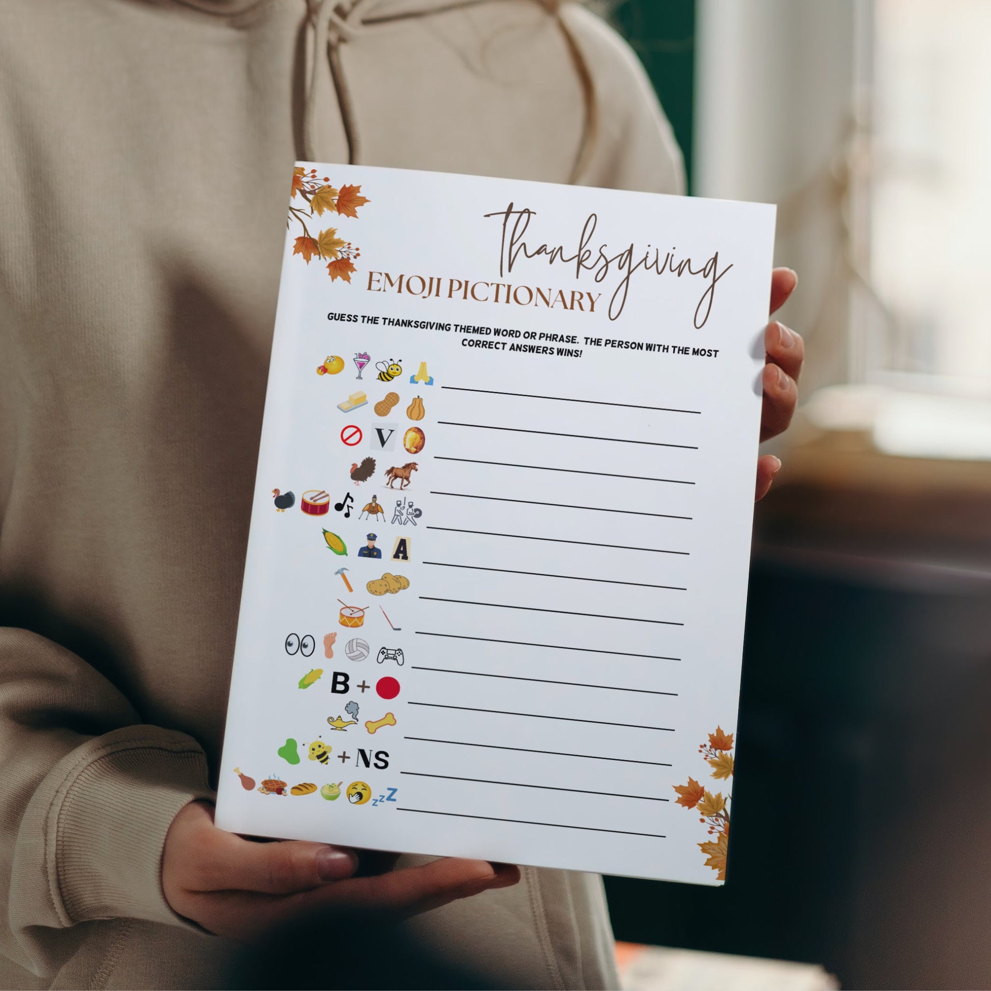 Thanksgiving Emoji Pictionary Game Printable, Friendsgiving Party Game, Fun Thanksgiving Trivia Game, Dinner Game, Family Fall Holiday Games