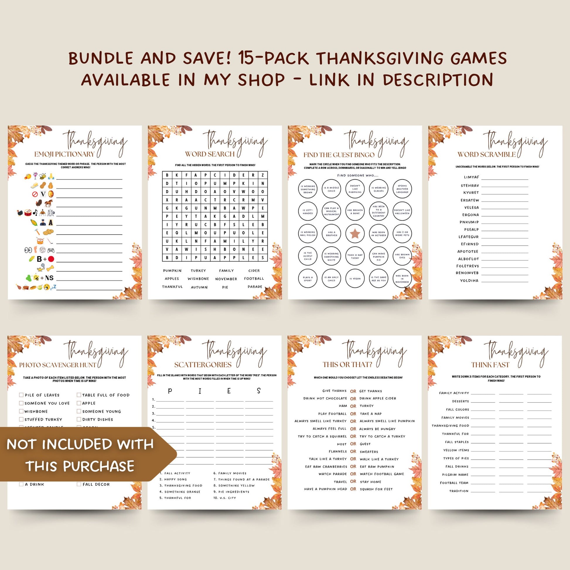 Thanksgiving Trivia Game Printable, Fun Friendsgiving Game, Turkey Day, Fall Holiday Family Activity, Office Work Party Game, Classroom Game