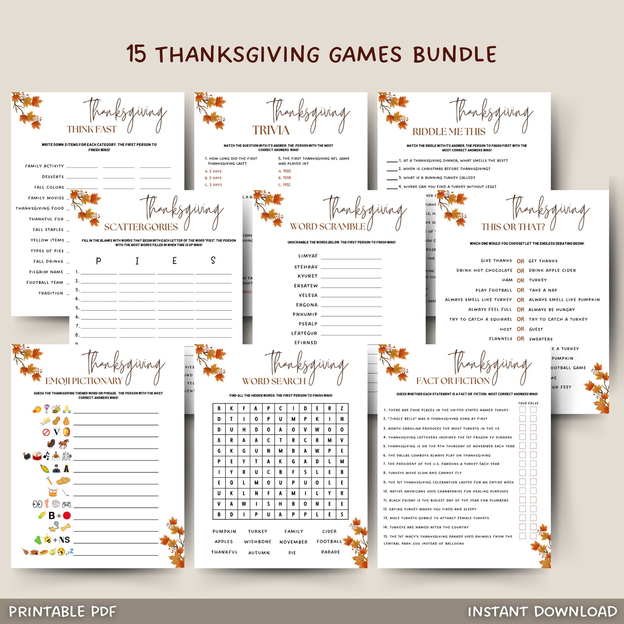 thanksgiving games printable, friendsgiving party activity