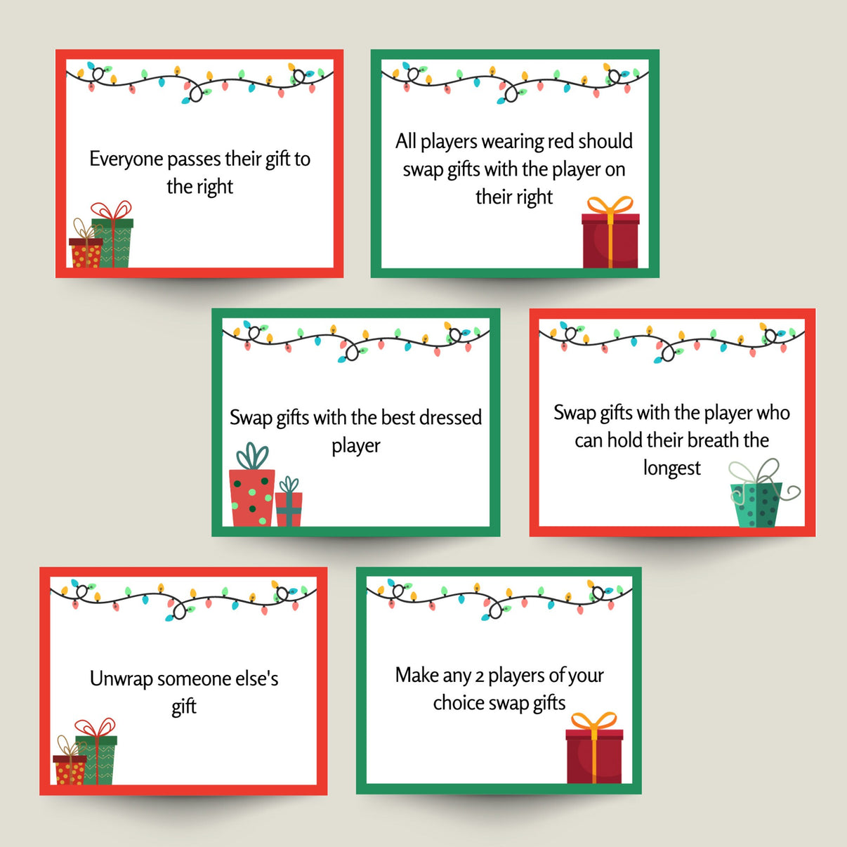 Christmas Gift Exchange Game Printable, White Elephant Yankee Swap