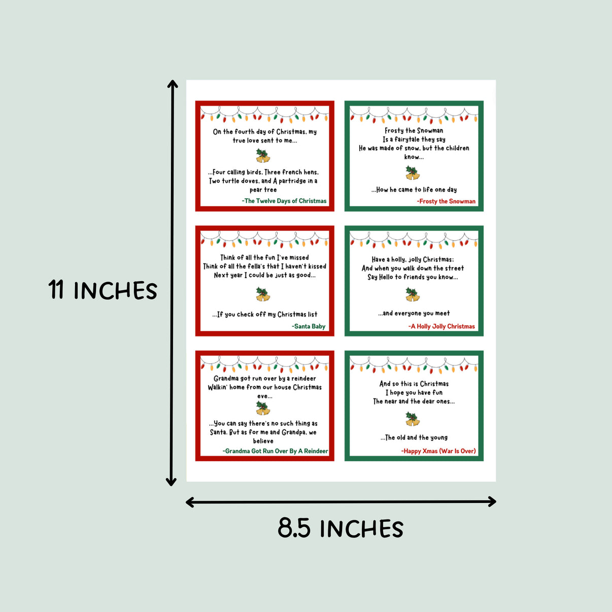 Christmas Finish The Lyric Game Printable, Xmas Carol Finish the Song