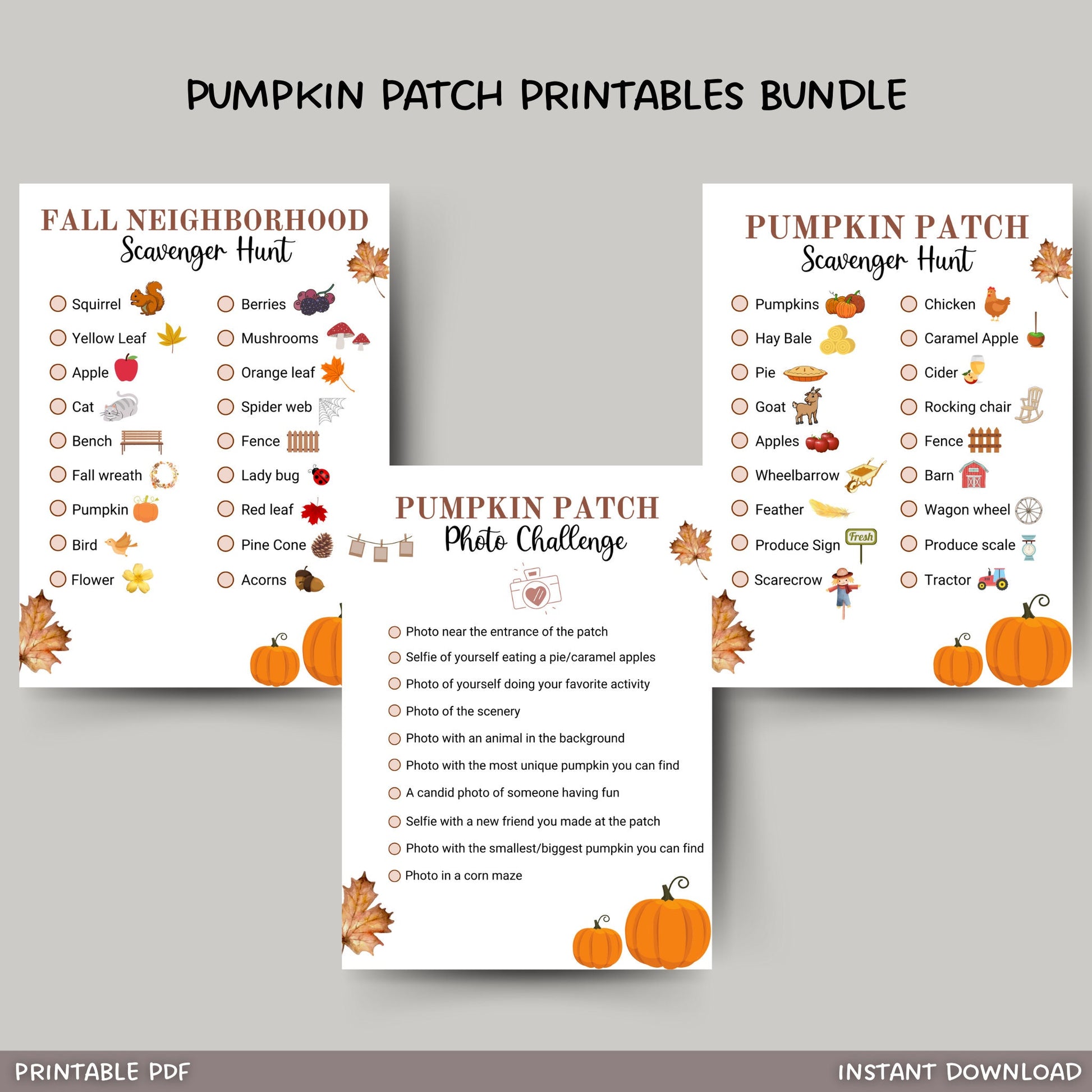 Pumpkin Patch Scavenger Hunt Printable, Fall Neighborhood Scavenger Hunt, Pumpkin Patch Photo Challenge, Fall Outdoors Scavenger Hunt Kids