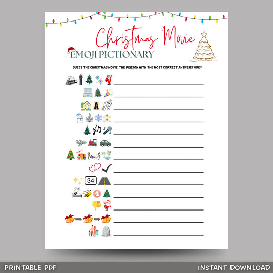 Christmas Movies Emoji Pictionary Printable, Christmas Emoji Game, Xmas Movie Emoji Game, Fun Holiday Game, Family Game, Office Party Game