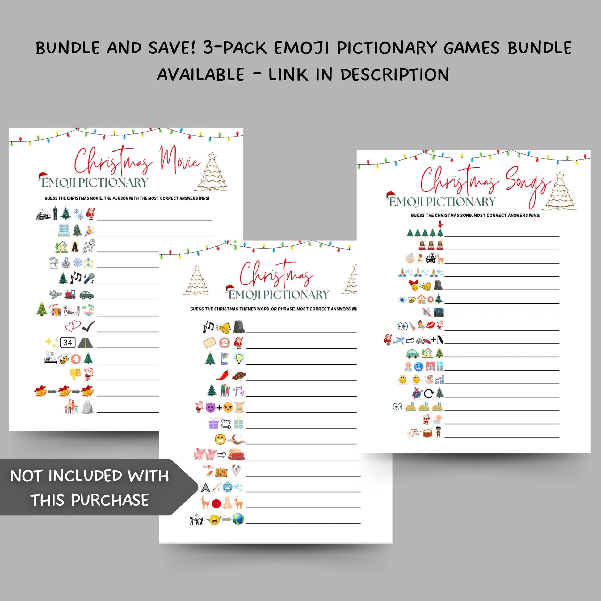 Christmas Songs Emoji Pictionary Printable, Christmas Guessing Game, Xmas Movie Emoji Game, Fun Holiday Family Game, Office Work Party Game