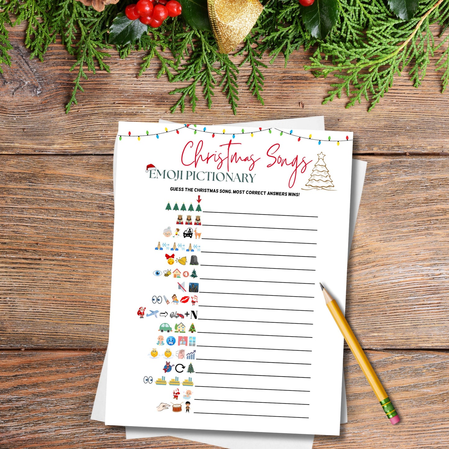 Christmas Songs Emoji Pictionary Printable, Christmas Guessing Game, Xmas Movie Emoji Game, Fun Holiday Family Game, Office Work Party Game