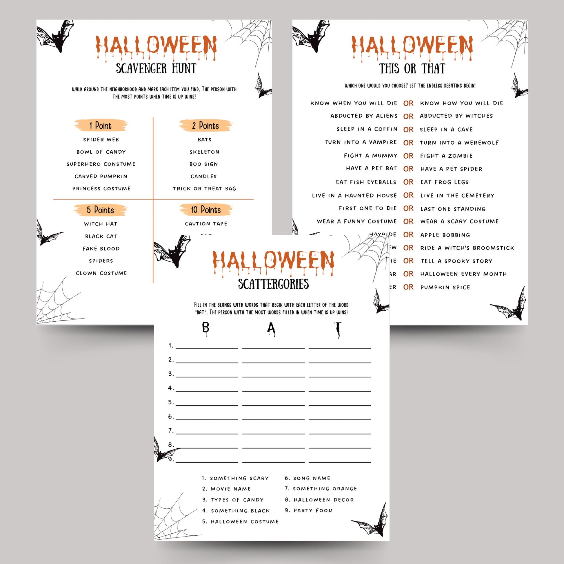 Halloween Party Games Printable, Party Games Bundle Teens/Adults, Emoji Pictionary Quiz, Halloween Themed Fun Party Games, Teen Party Games