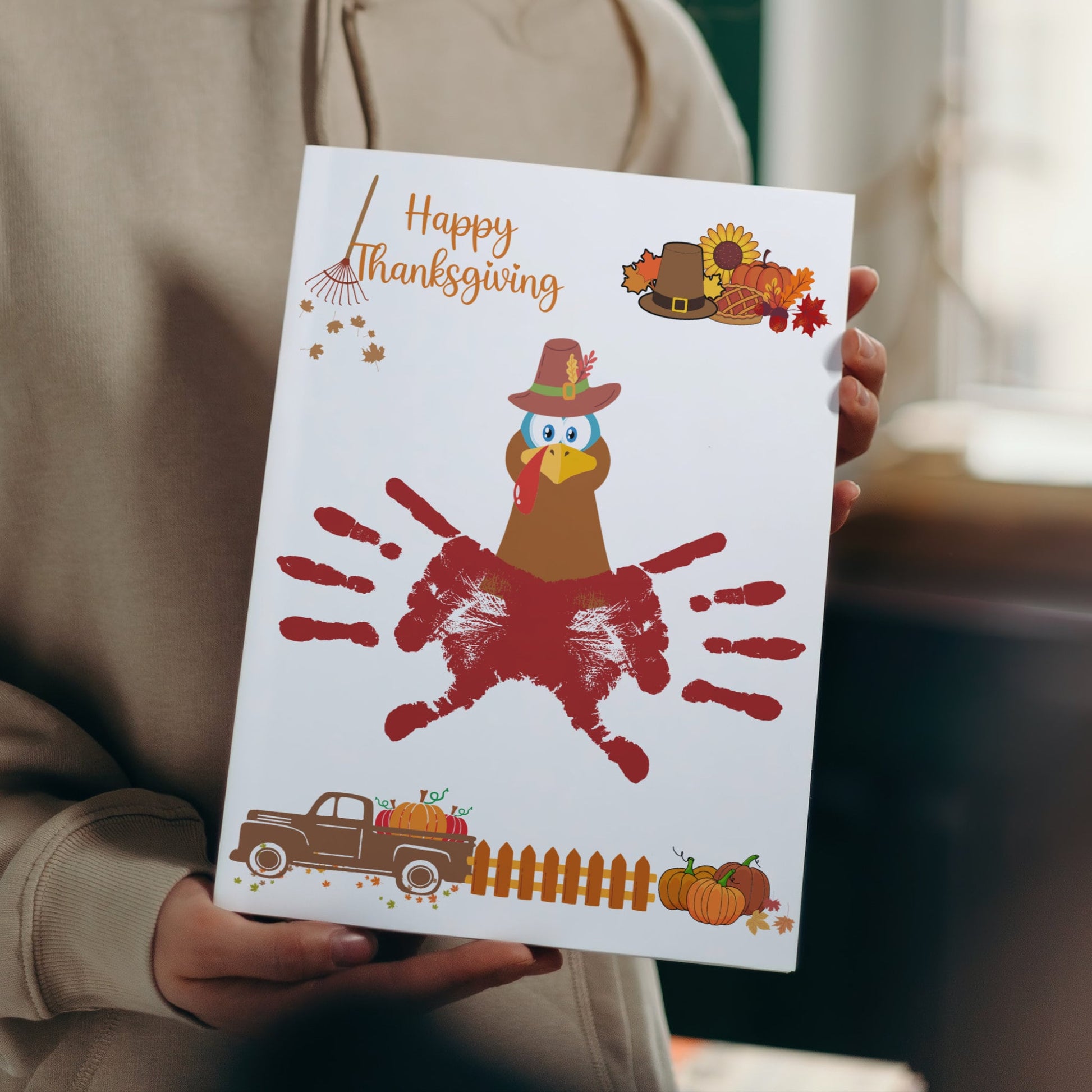 Fall Handprint & Footprint Printable Crafts, DIY Autumn Art For Baby Toddler Kids Thanksgiving Halloween Memory Keepsake, Preschool Activity