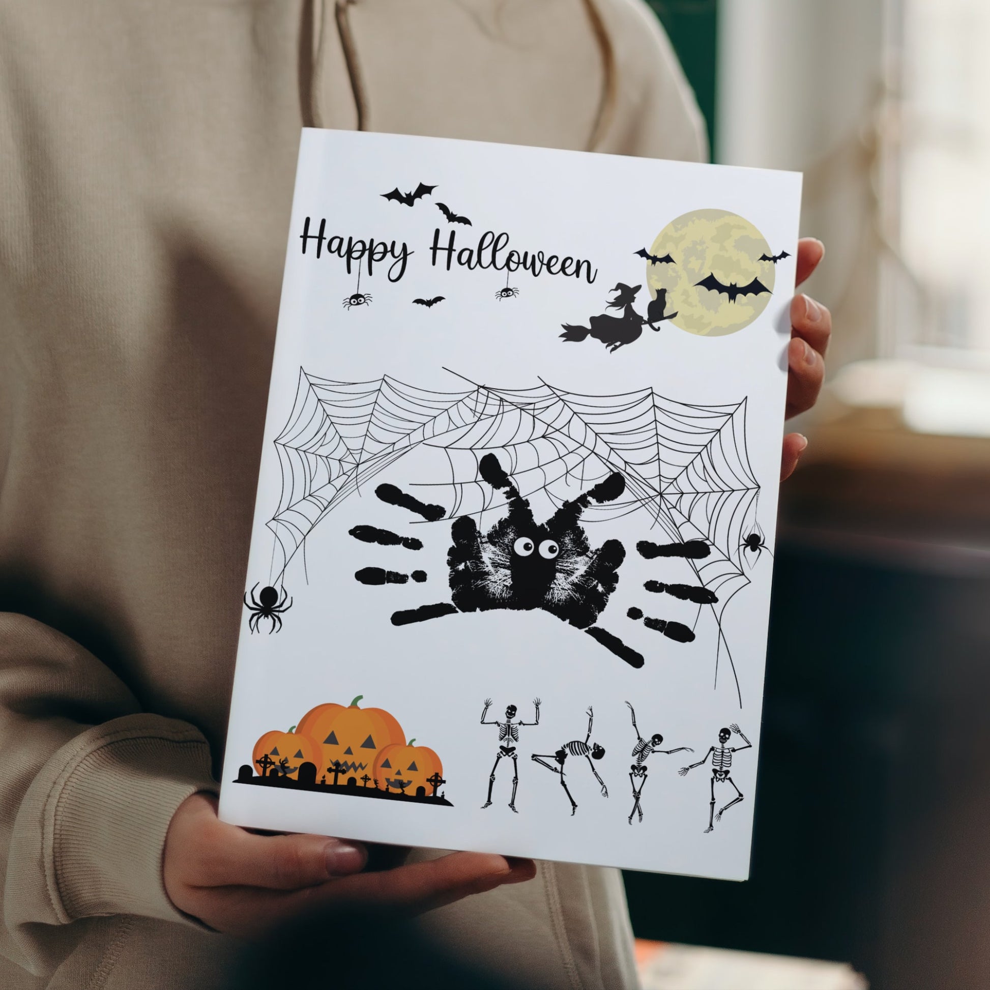 Halloween Handprint & Footprint Crafts Printable, DIY Art For Baby Toddler Kids, Memory Keepsake Ideas, Preschool Activity, First Halloween