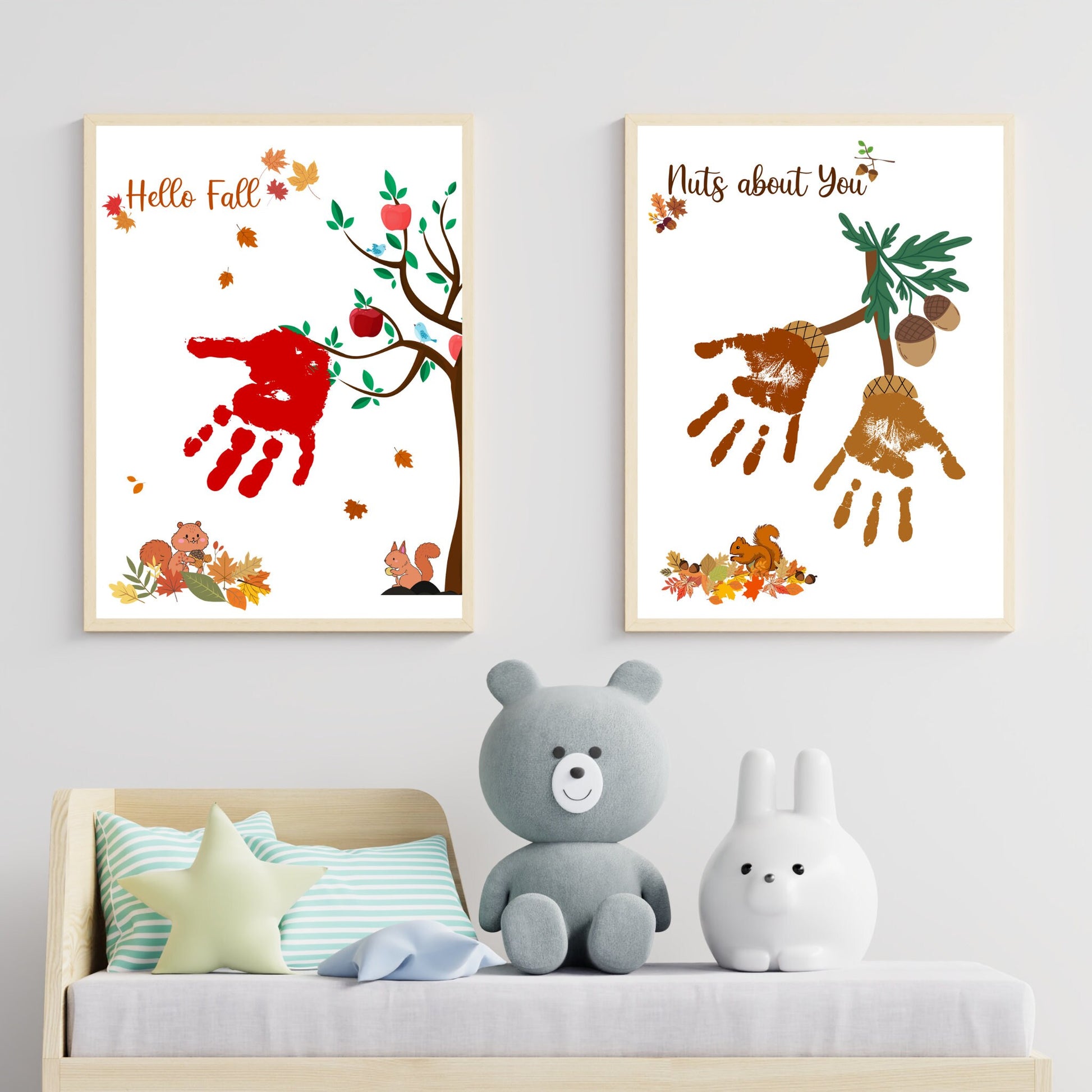 Fall Handprint Crafts Printable, DIY Autumn Art For Baby Toddler Kids, Memory Keepsake, Preschool Daycare Activity, Seasonal Gift Card Ideas