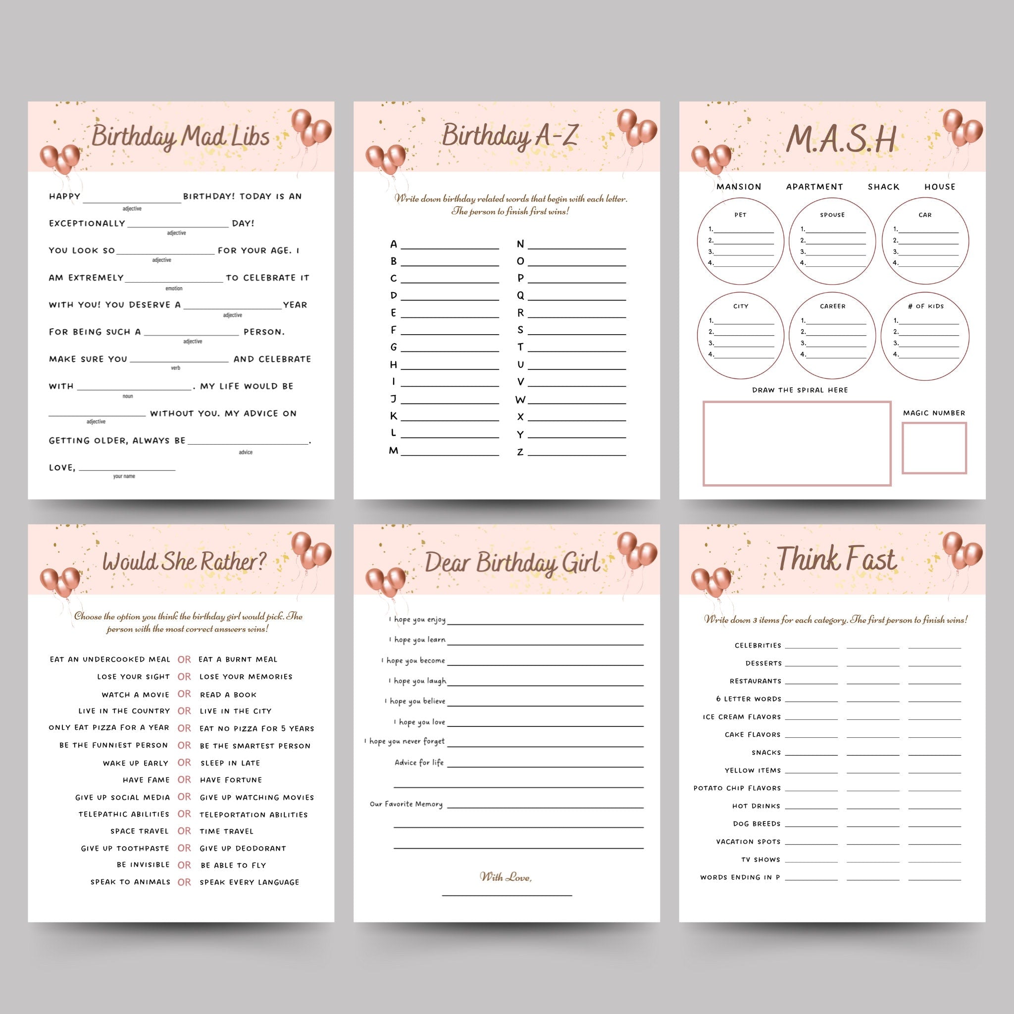 Teen Birthday Party Games Printable – Scribbled LLC