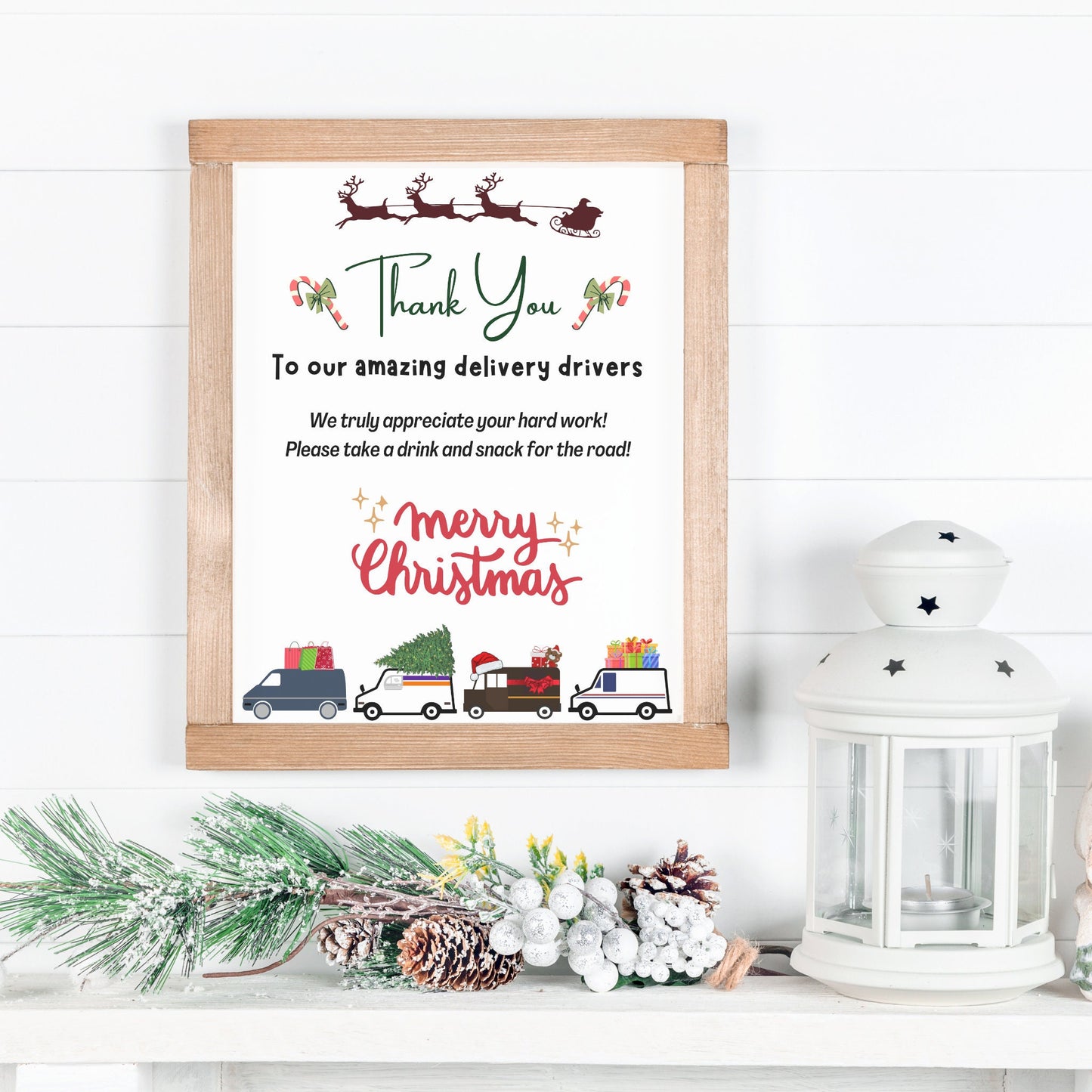 Delivery Driver Thank You Snack & Drink Sign, Christmas Delivery Driver Appreciation Sign, Mail Carrier Treat Basket Printable Sign