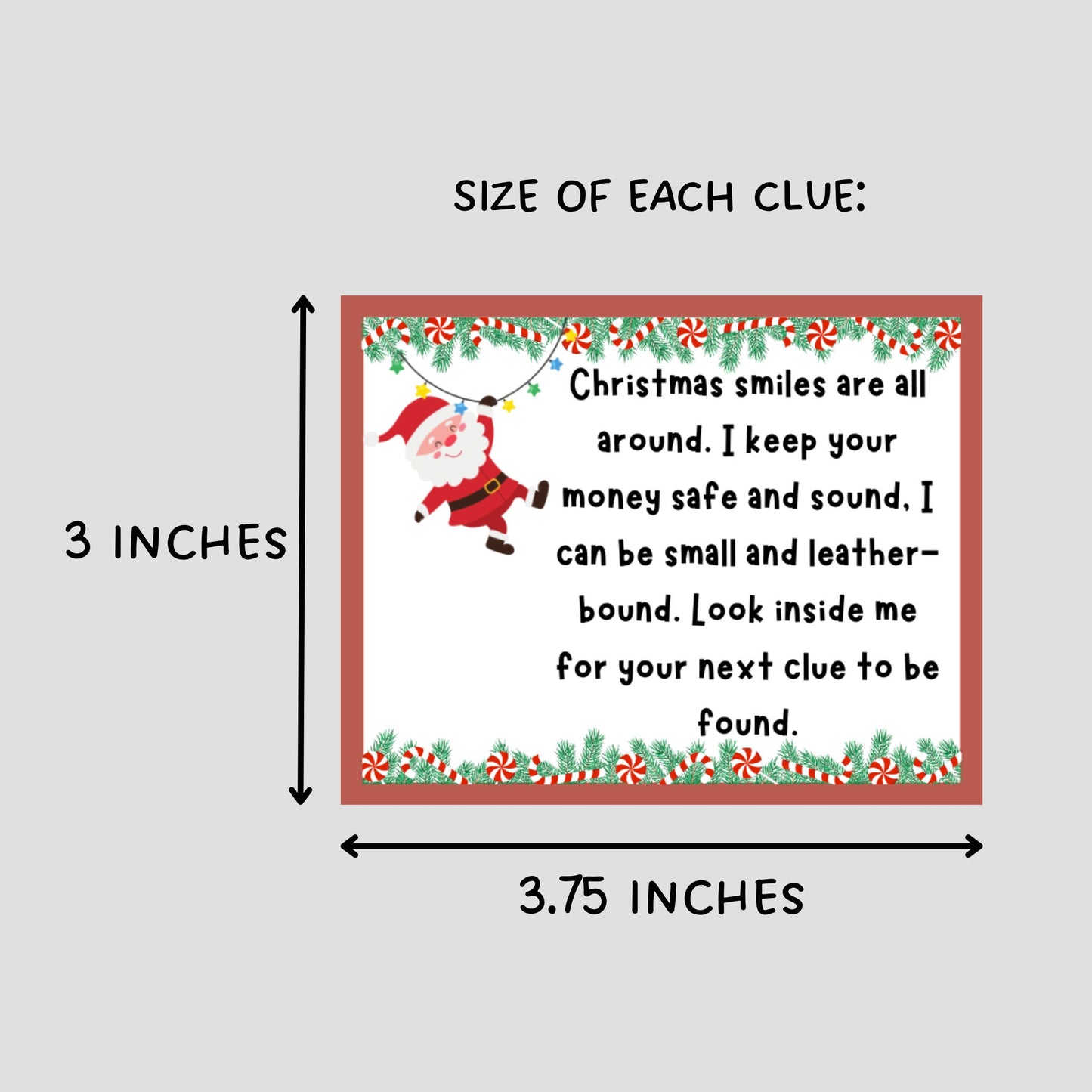 Indoor Christmas Treasure Hunt For Kids, Christmas Scavenger Hunt Printable, Fun Christmas Activity, Party Game, Treasure Hunt Clue Cards