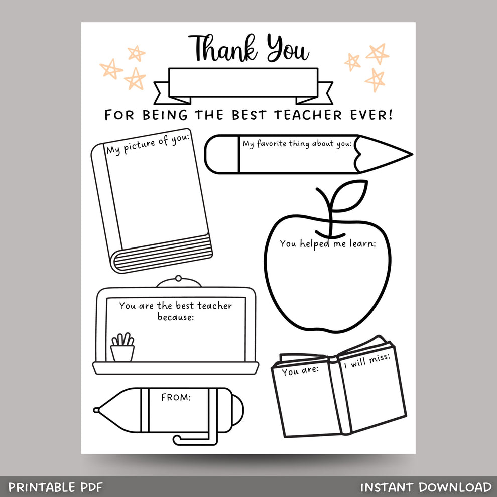 Thank You Teacher Gift Printable, Teacher Appreciation End of School Y ...