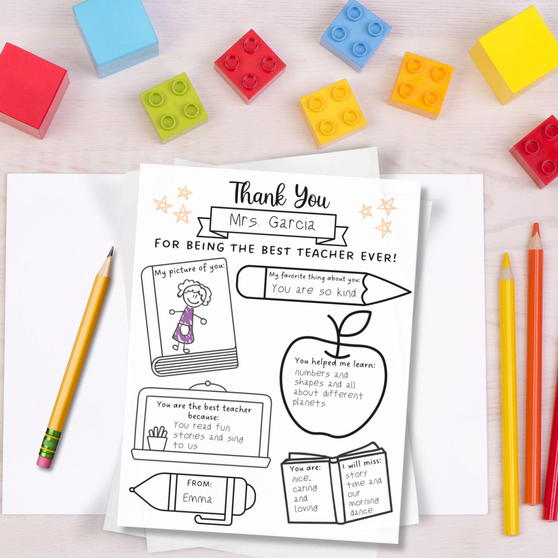 Teacher Appreciation Week Printable, Thank You Teacher Gift, All About My Teacher Survey, Teacher Coloring Page, End of School Year Gift PDF