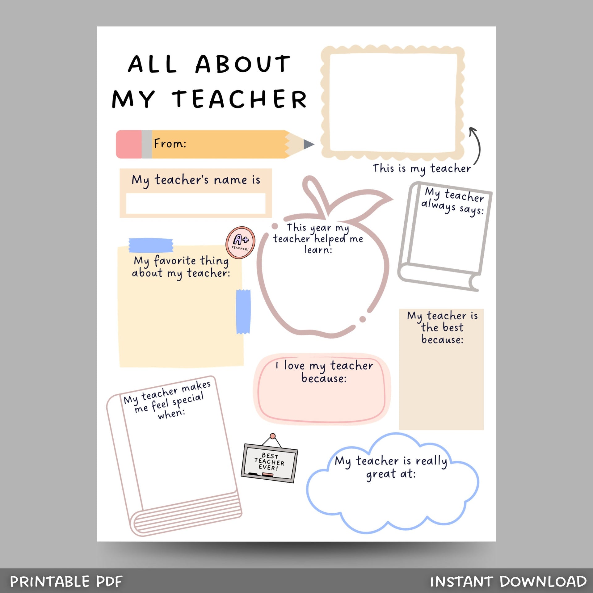 All About My Teacher Printable, Teacher Appreciation Week Gift – Scribbled LLC all-about-my-teacher-printable-teacher-appreciation-week-gift-scribbled-llc