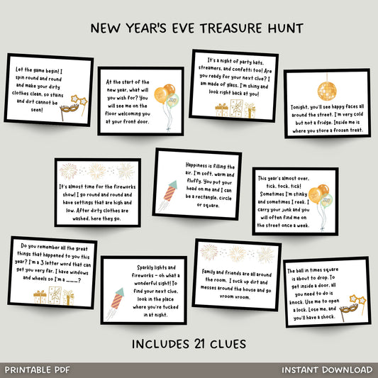 New Years Eve Scavenger Hunt Printable, New Year's Eve Treasure Hunt Clues For Kids, Indoor Activity, 2023 Party Game Kids, Instant Download