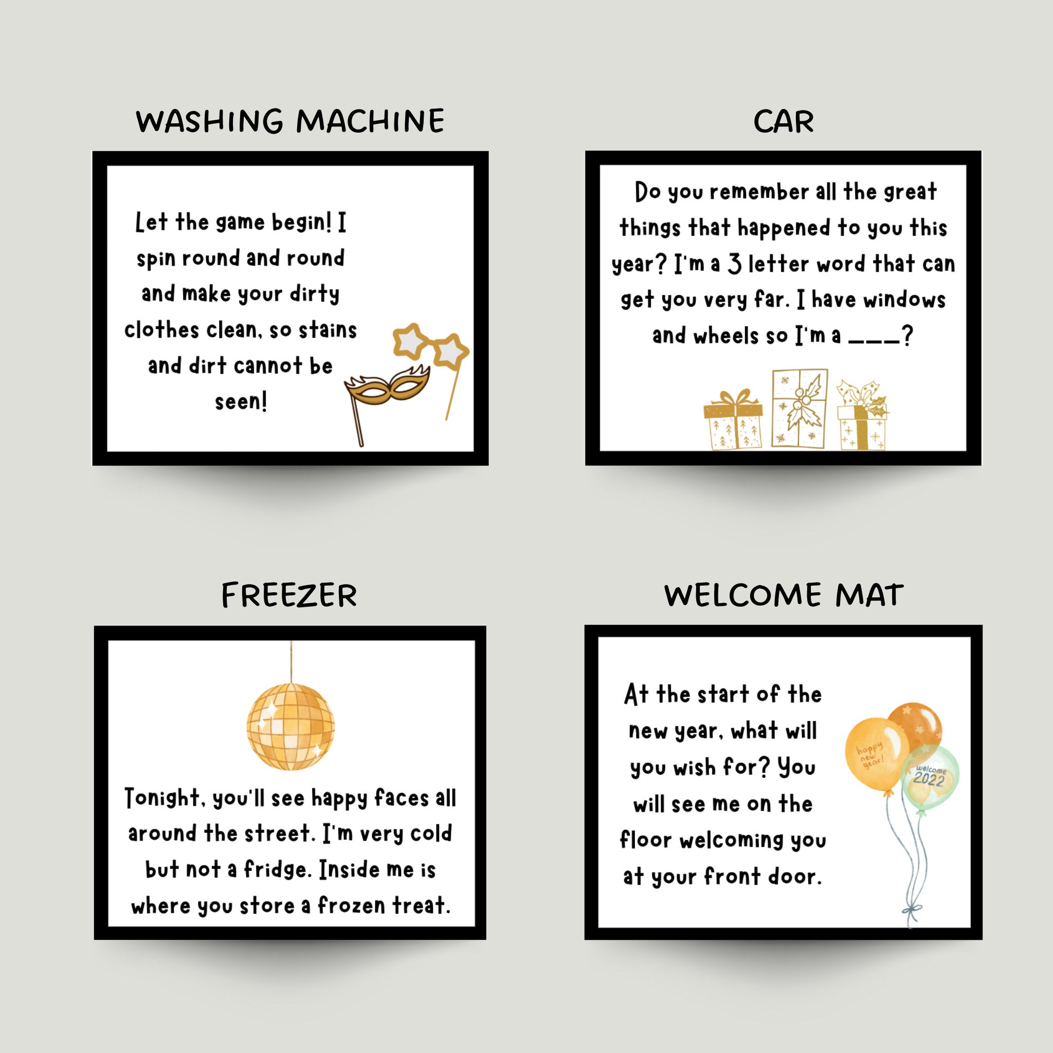 new years eve scavenger hunt printable, treasure hunt clues for