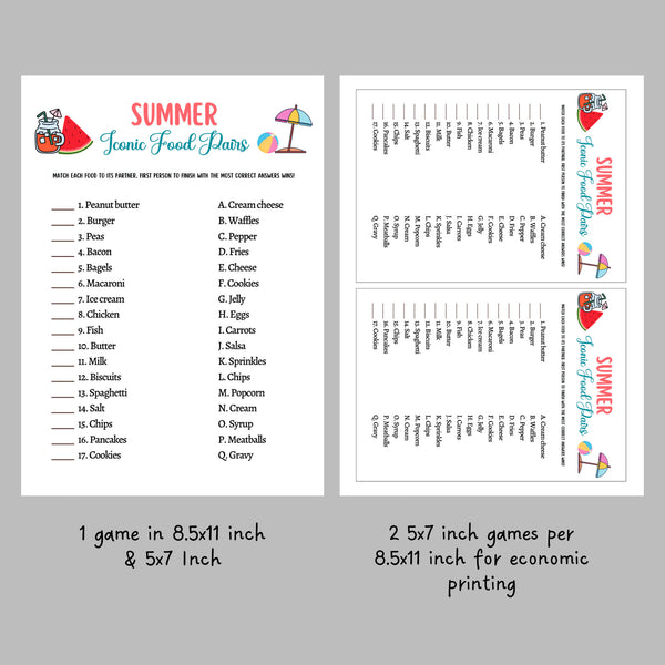 Summertime Games Printable, Fun Summer Party Activity Adult &amp; Kids ...