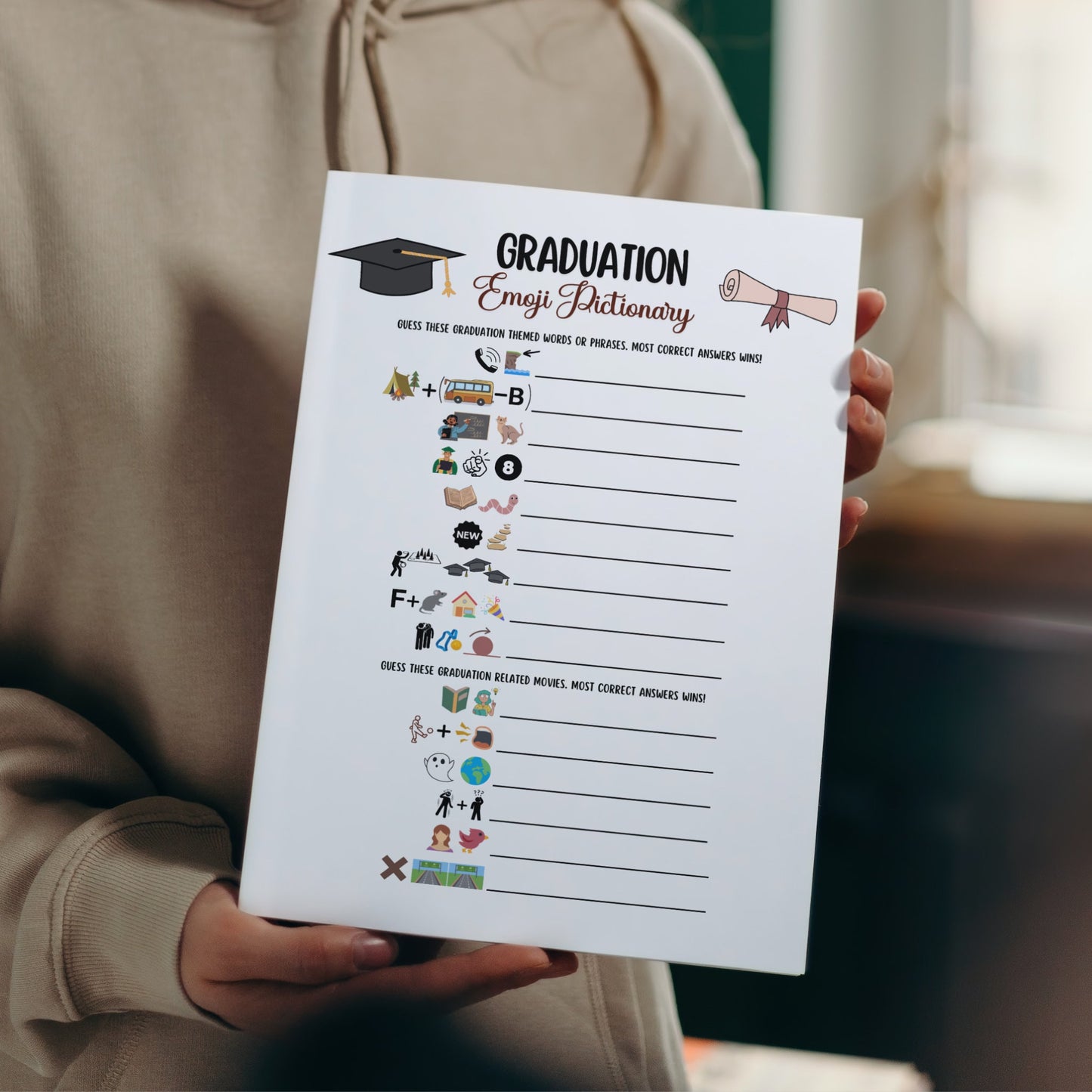 Graduation Emoji Pictionary Game Printable, Graduation Party Activity, College Grad, High School Grad, Fun Graduation Games, Party Ideas