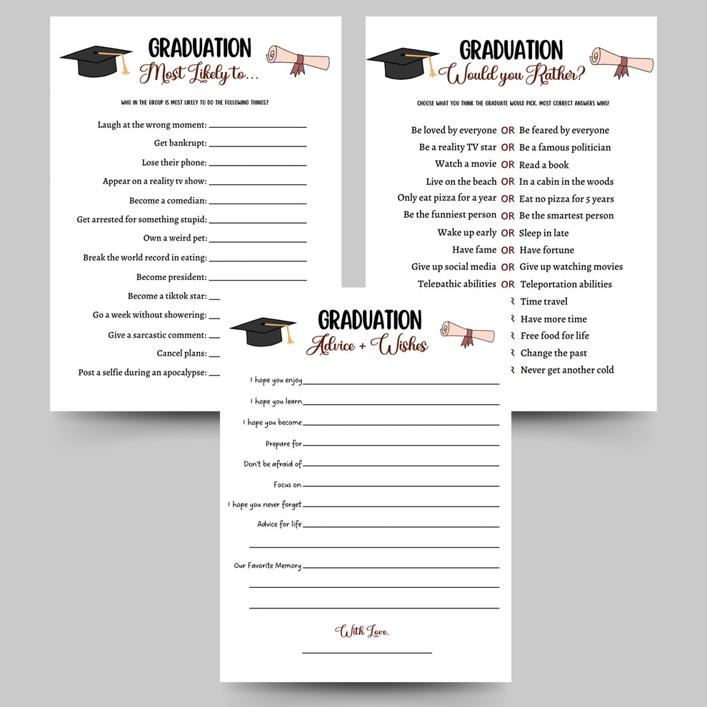 Graduation Party Games Printable, Grad Day Activity Ideas – Scribbled LLC