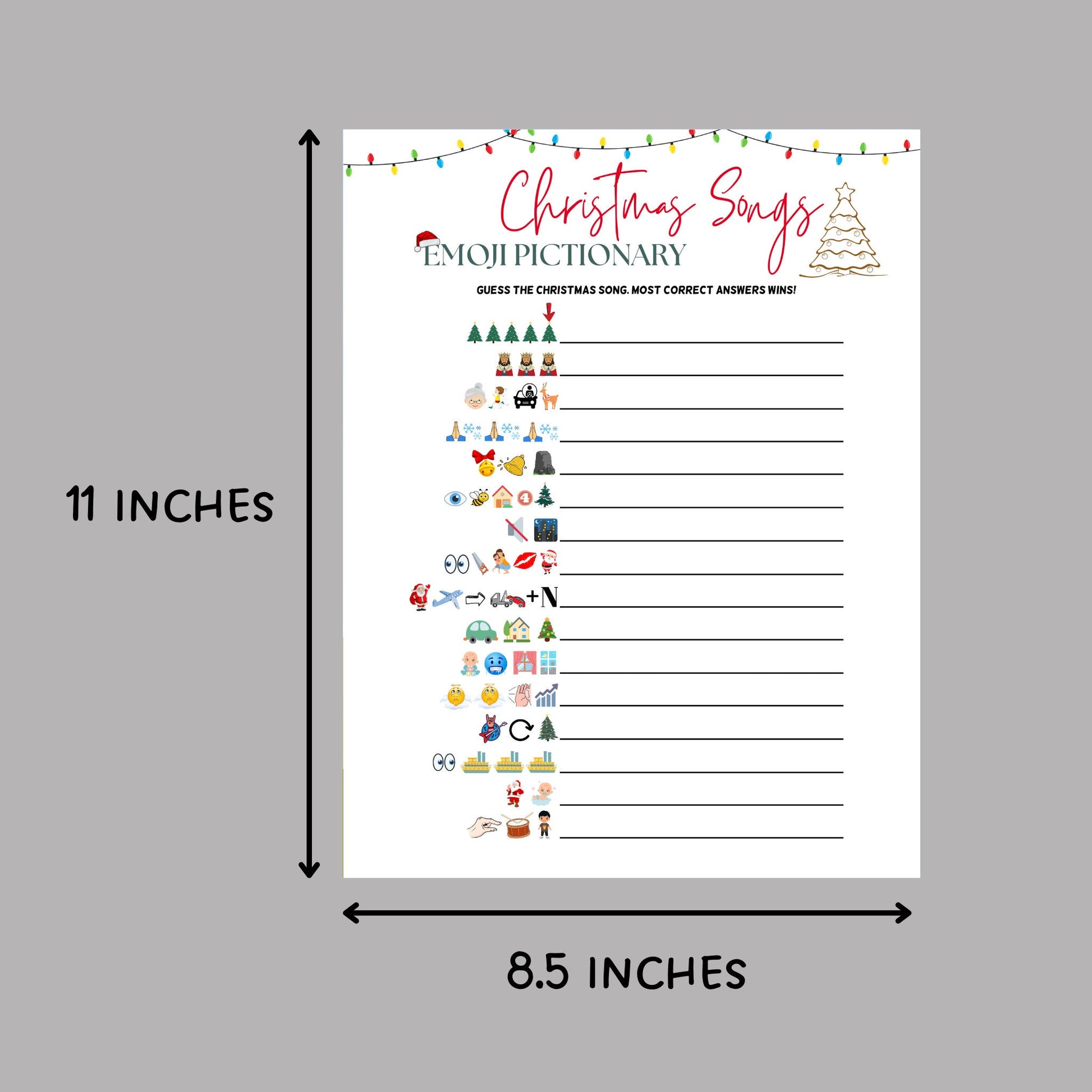 Christmas Songs Emoji Pictionary Printable, Christmas Guessing Game, Xmas Movie Emoji Game, Fun Holiday Family Game, Office Work Party Game