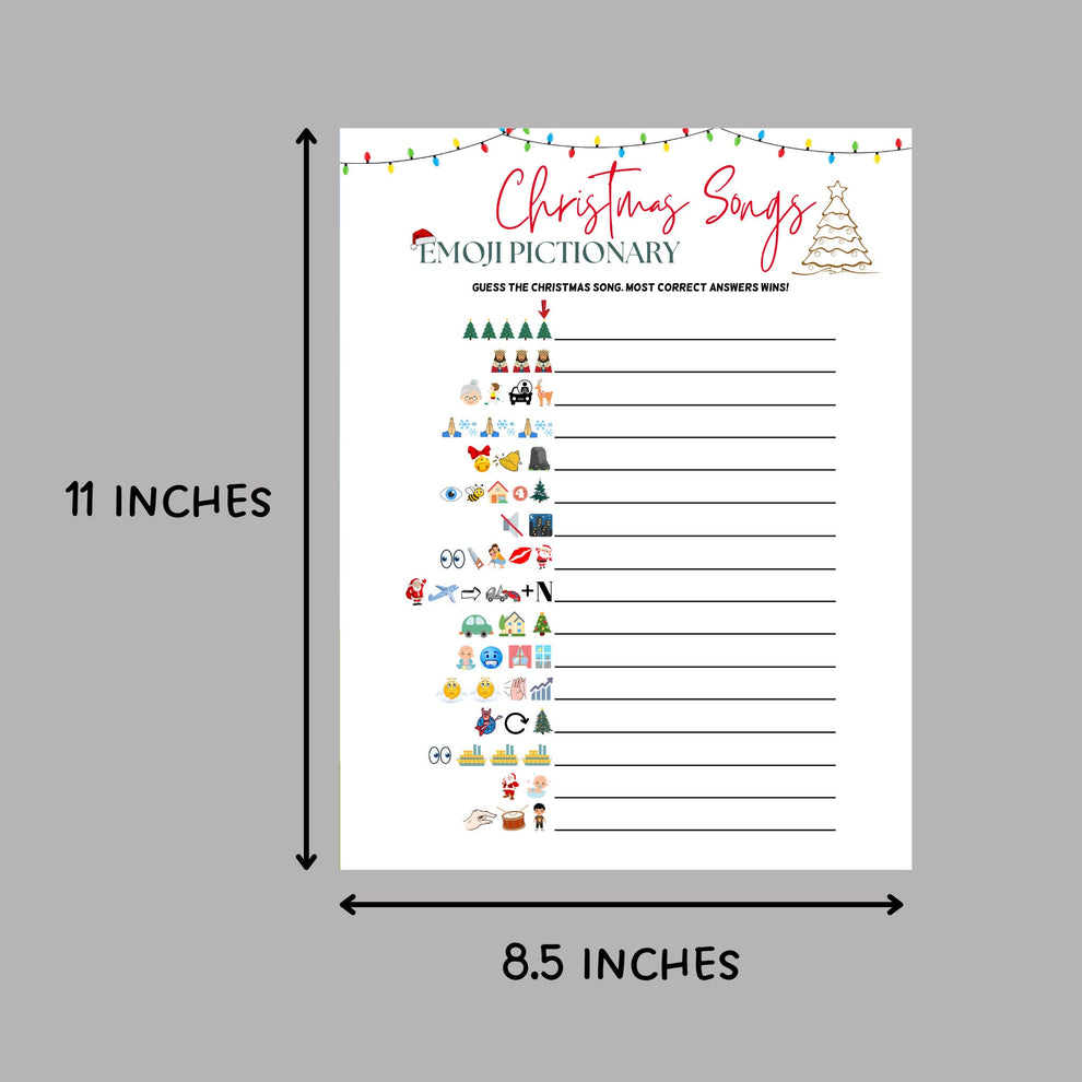 Christmas Songs Emoji Pictionary Game Printable – Scribbled LLC