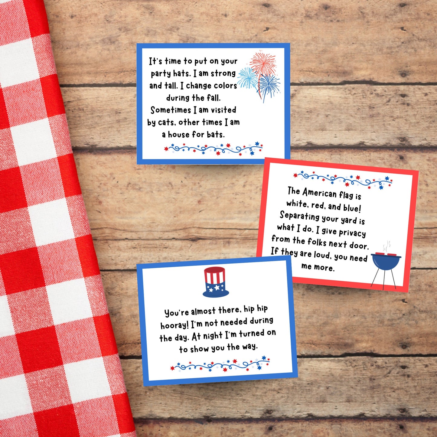 4th of July Treasure Hunt Printable, Outdoor Scavenger Hunt Clues for Kids, Independence Day Party Games, Tween Teen Summer Family Activity