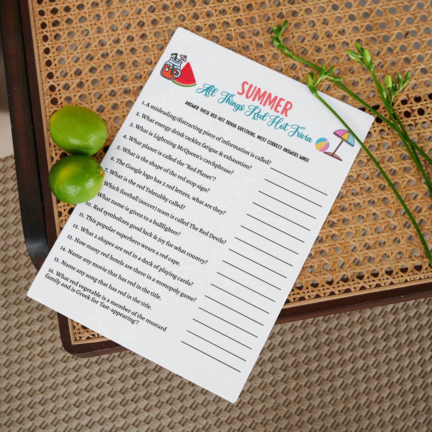 Summer Trivia Game Printable, Pool Party Games, Summer Camp Fact or Fiction Activity, Fun Beach Games for Kids, Summer Break Vacation Ideas