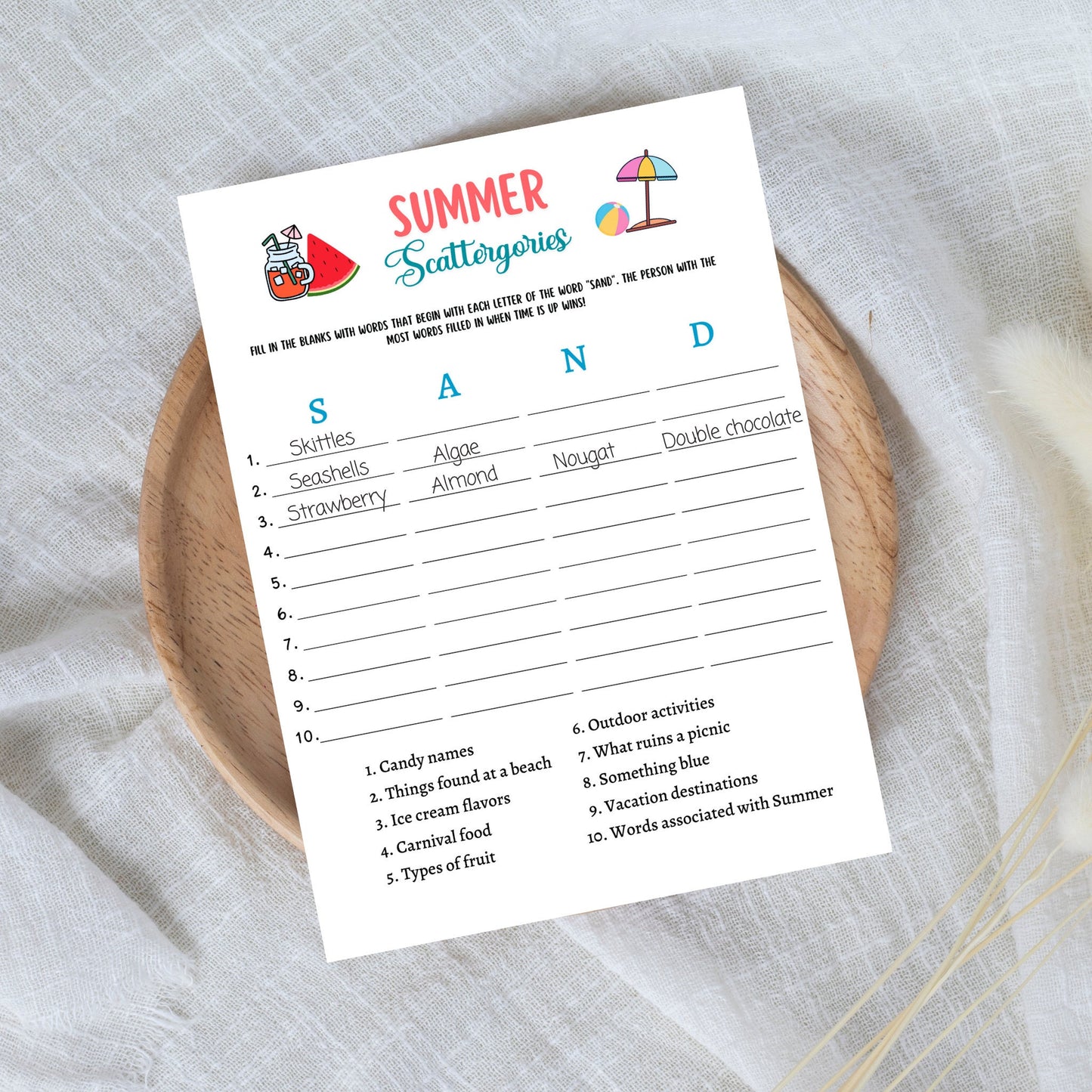 Summer Camp Games Bundle Printable, Summertime Beach Party Games Adult and Kids, Fun Family Activity, Road Trip Game, Vacation Travel Trivia