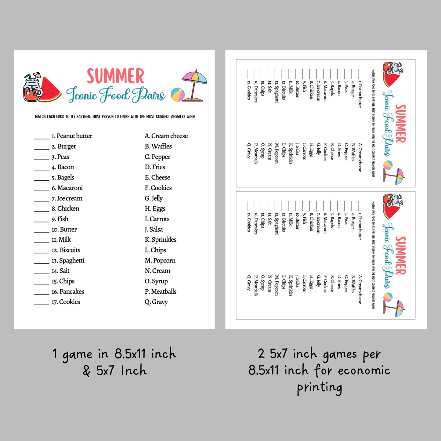 Summer Games Bundle Printable, Summer Camp Activity, Summertime Beach Party Games Adult and Kids, Fun Family Activity, Vacation Travel Games