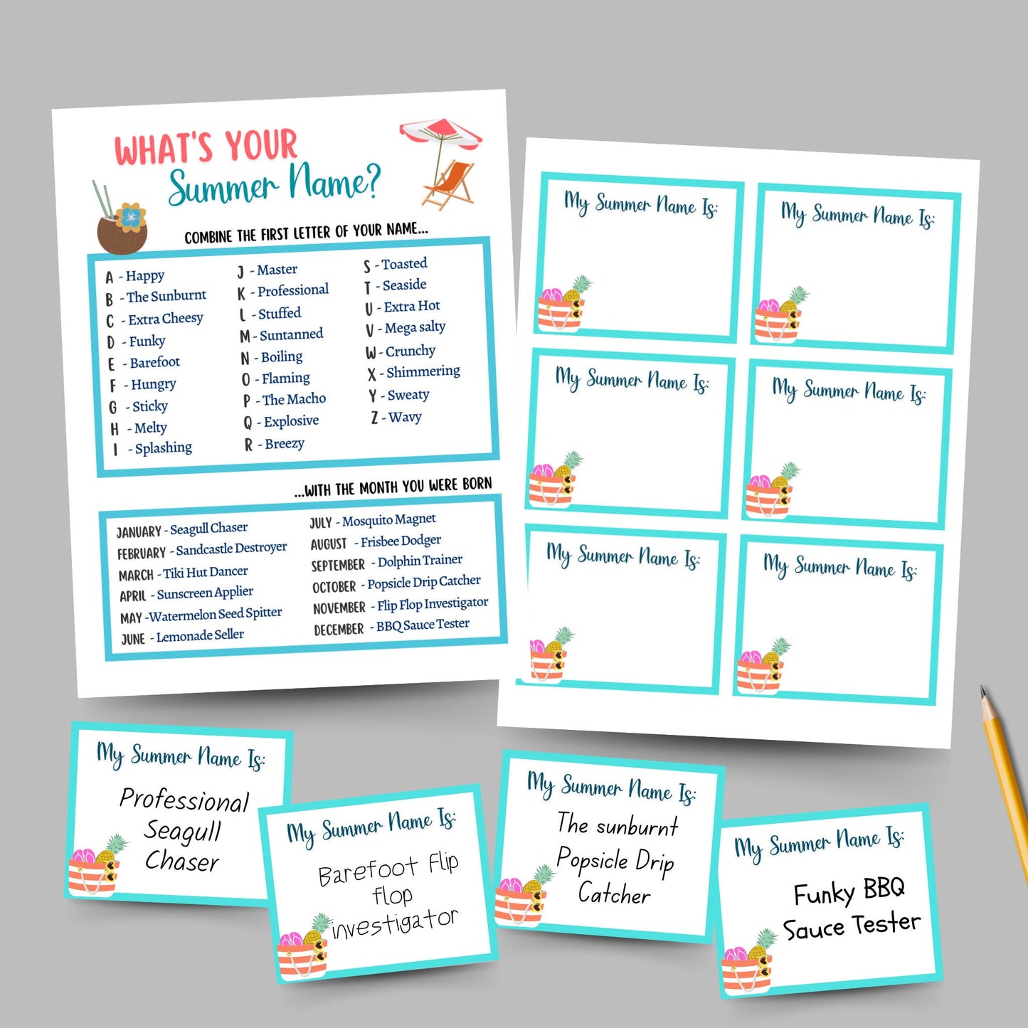 Summer Games Bundle Printable, Summer Camp Activity, Summertime Beach Party Games Adult and Kids, Fun Family Activity, Vacation Travel Games