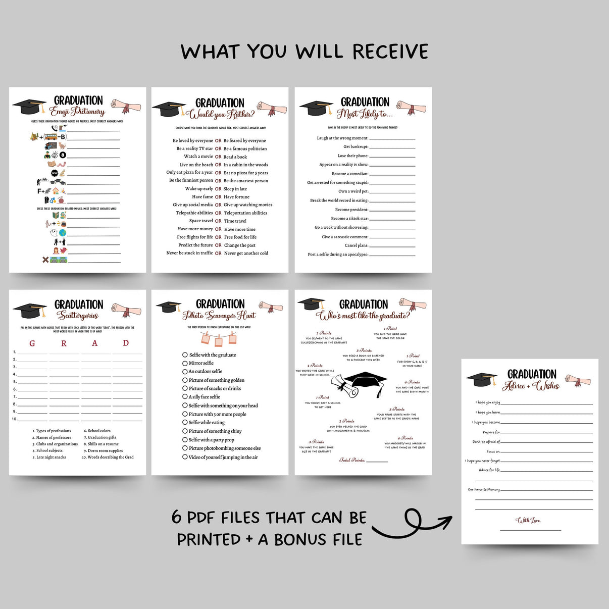 Graduation Party Games Printable, Grad Day Activity Ideas – Scribbled LLC