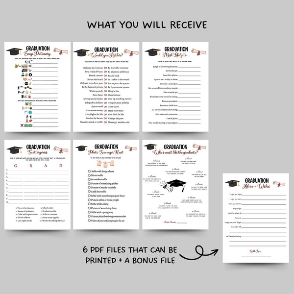 Graduation Party Games Printable, Grad Day Activity Ideas – Scribbled LLC
