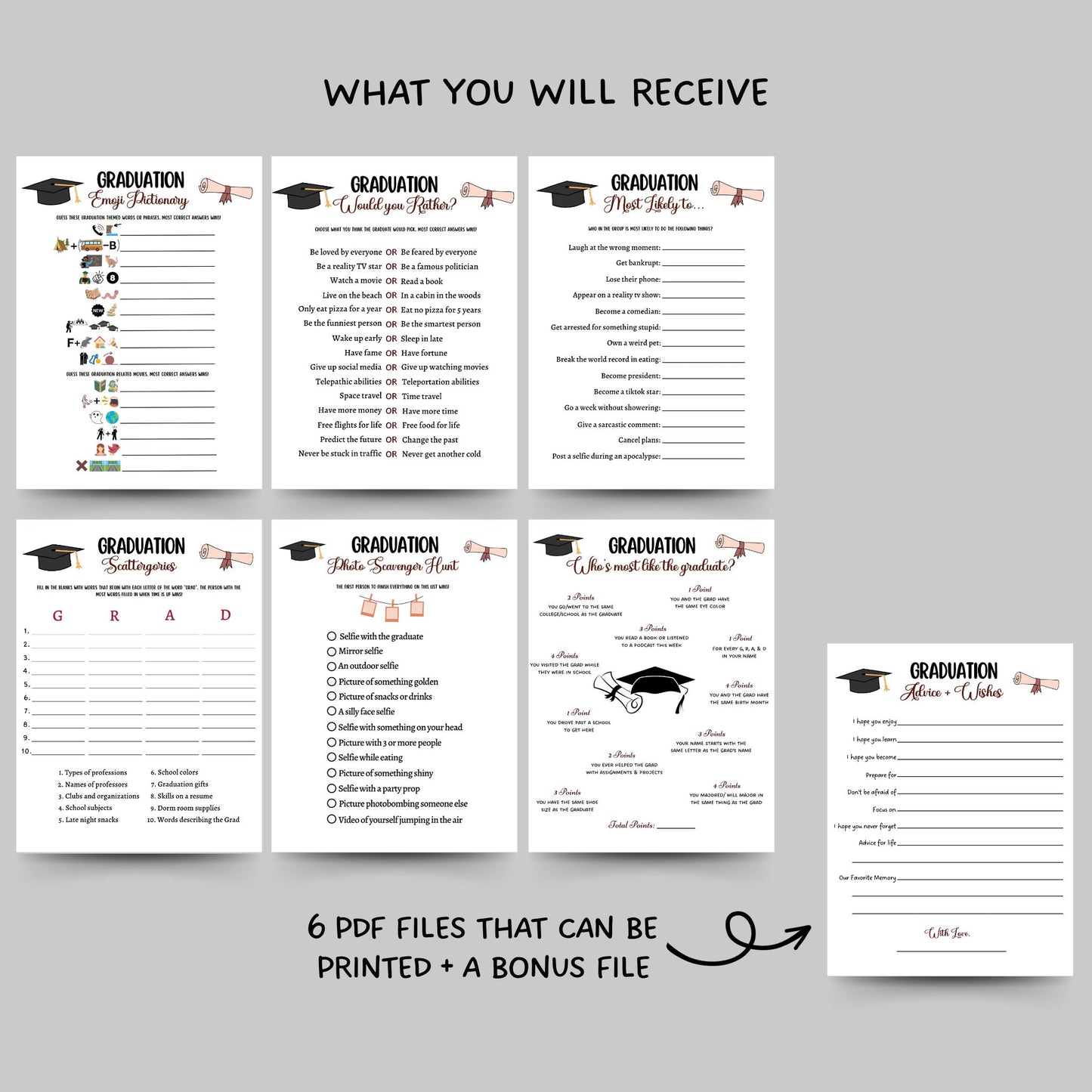 Graduation Party Games Printable, High School Senior Grad Party Games, College Graduation Day Activity, Fun Graduation Ideas Class of 2023