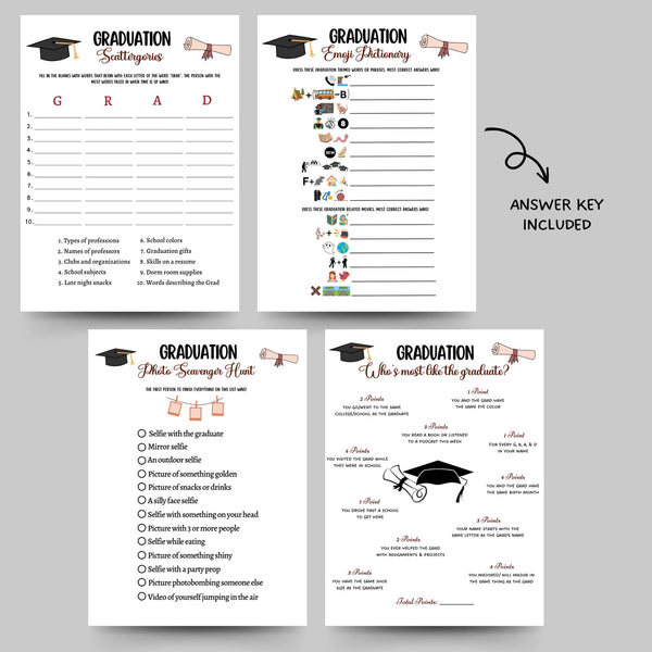 Graduation Party Games Printable, Grad Day Activity Ideas – Scribbled LLC