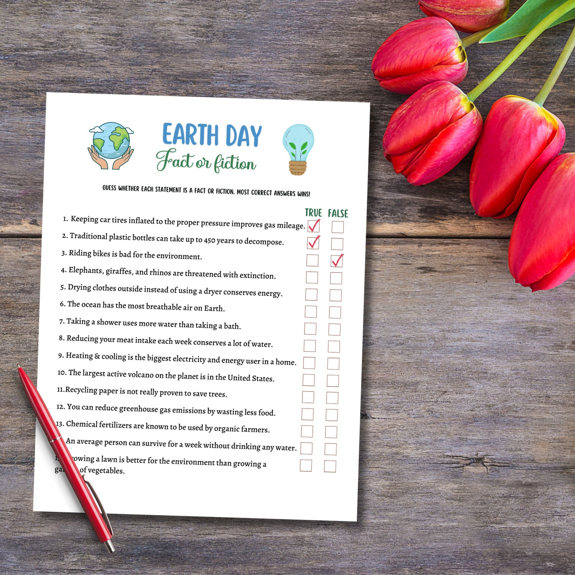 Earth Day Games Printable, Environmental Activity Trivia, Scattergories Party Game for Kids And Adults, Family Game, Classroom Lesson Game