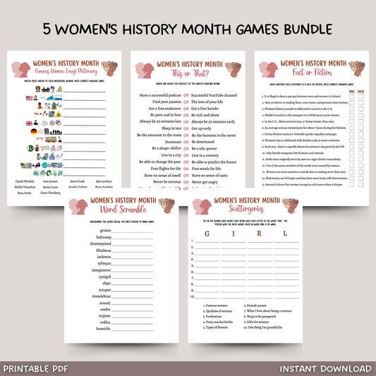 Womens History Month Party Games Printable, Emoji Pictionary, Trivia Game, Icebreaker Game, Feminist Activity, International Womens Day Game