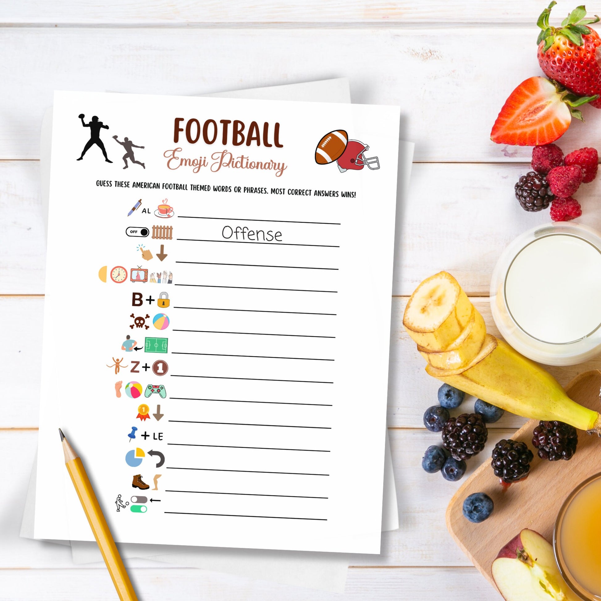 Football Emoji Pictionary Game Printable, Football Party Game, Office Party Game, Activity For Kids and Adults, Classroom Games